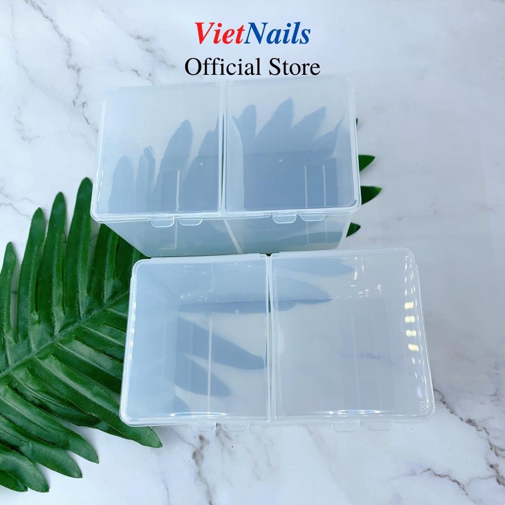 Hộp Đựng Giấy Lau Gel Nail - Đựng Bông Tẩy Trang 2 Ngăn Có Nắp Chuyên Dụng Tiện Lợi