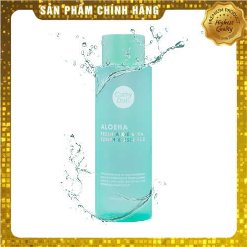 Nước hoa hồng lô hội tươi Cathy Doll AloeHa Fresh Aloe Vera Toner & Essence 300ml cân bằng và cấp ẩm cho da