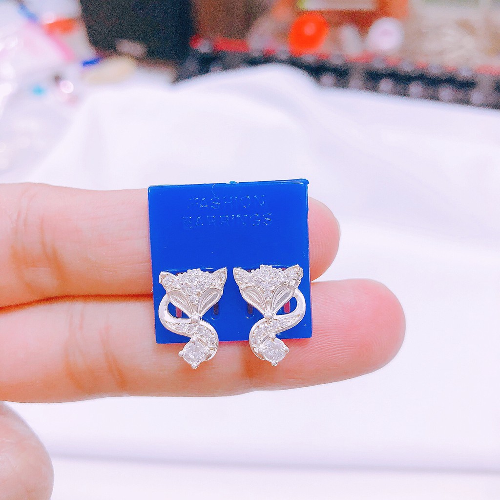 BÔNG TAI HỒ LY ĐÍNH ĐÁ TẤM NHỎ - KHUYÊN TAI BIBI SILVER - BBS