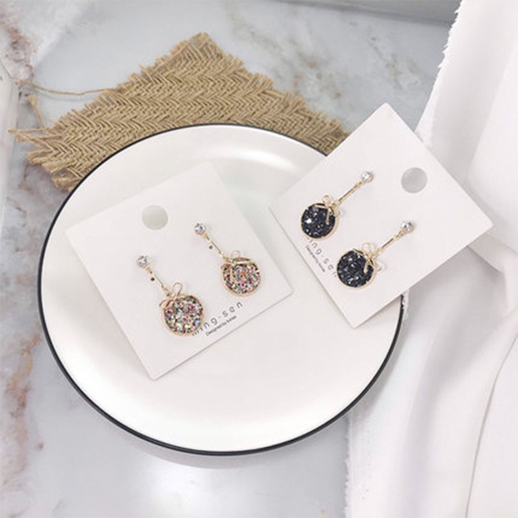 Korean bow pendant earrings