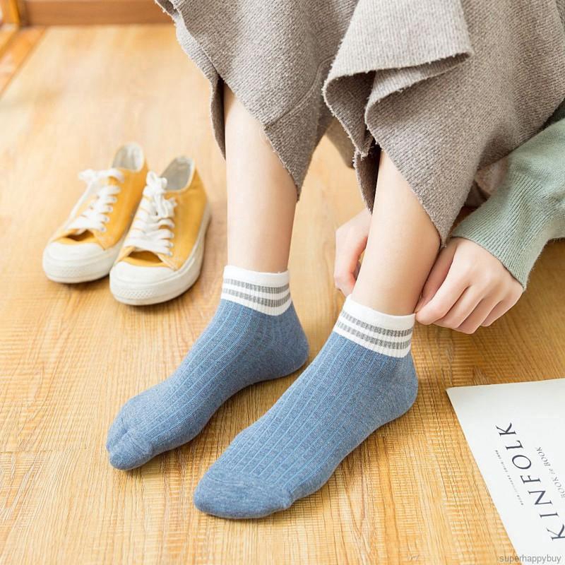 Women's Ankle Socks Korean Fashion Simple Short Striped Socks