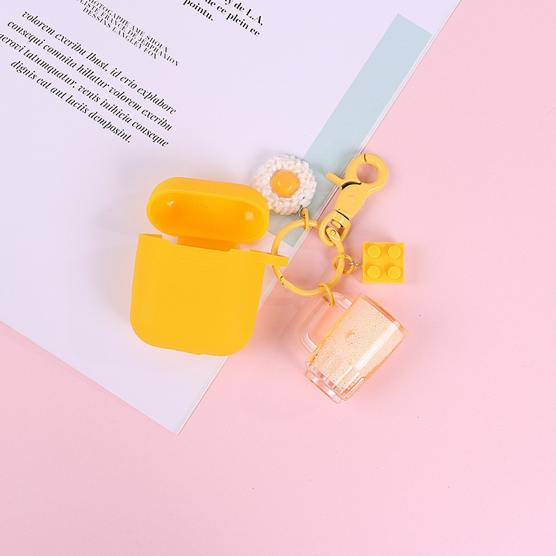 Móc Khóa Gắn Hình Ly Bia Đáng Yêu Cho Airpods 2