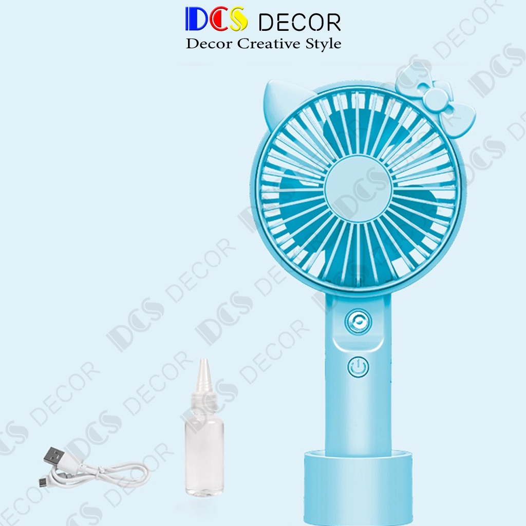 ⚡⚡_Quạt Cầm Tay Mini Phun Sương 3 Tốc Độ Hình Các Con Vật Nhiều Màu Sạc Pin Tích Điện Có Thể Dùng Tinh Dầu