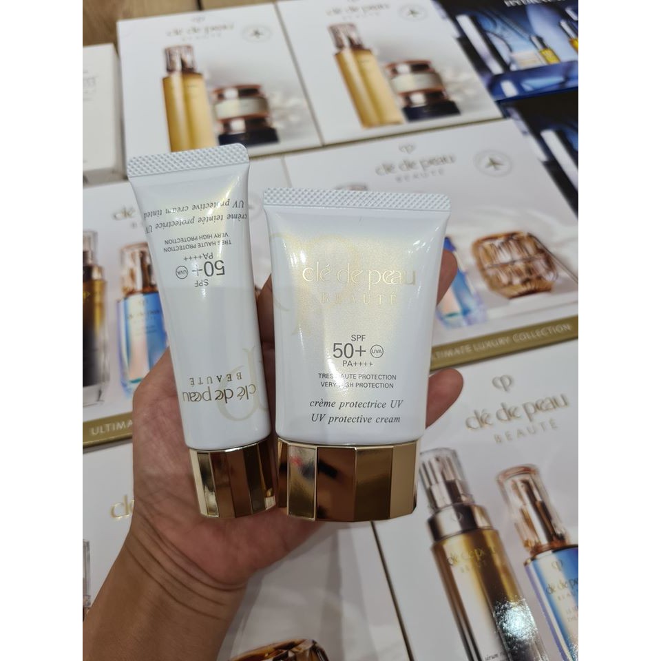 Kem Chống Nắng Cle De Peau UV Protective Cream SPF 50 Ivory  và rose/pink
