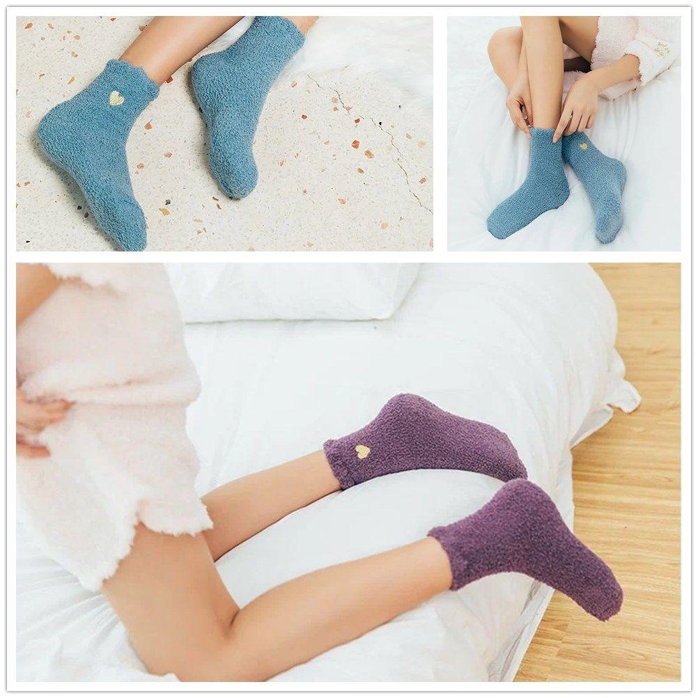 1 Đôi Tất Chân Giữ Ấm Mềm Mại Họa Tiết Trái Tim