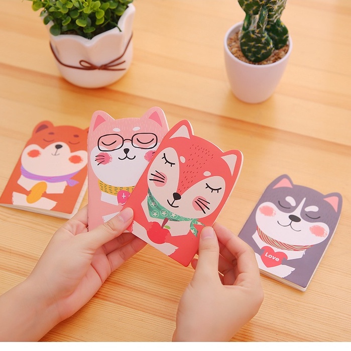 Combo 4 Sổ note mini HÌNH THÚ siêu cute, không gây loá mắt tiện lợi (40trang)