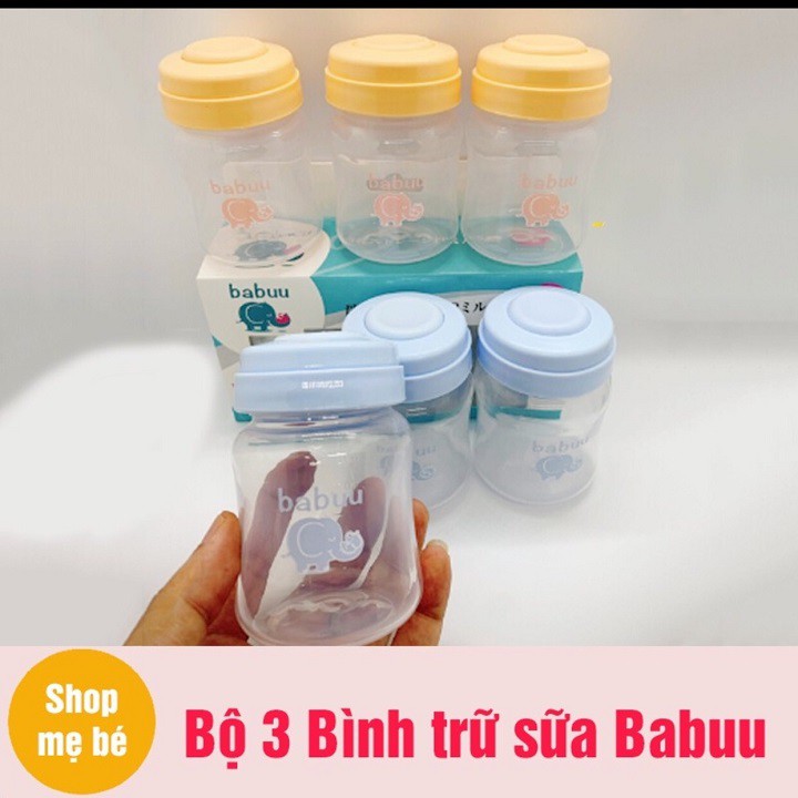 Bộ trữ sữa 3 bình cổ rộng Babuu Baby Nhật Bản 120ml