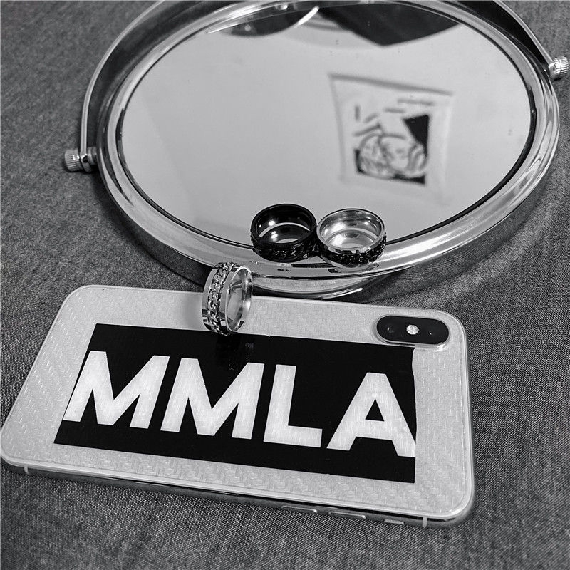 Nhẫn thép titan phối dây xích xoay được phong cách harajuku cá tính dành cho nam và nữ 22777