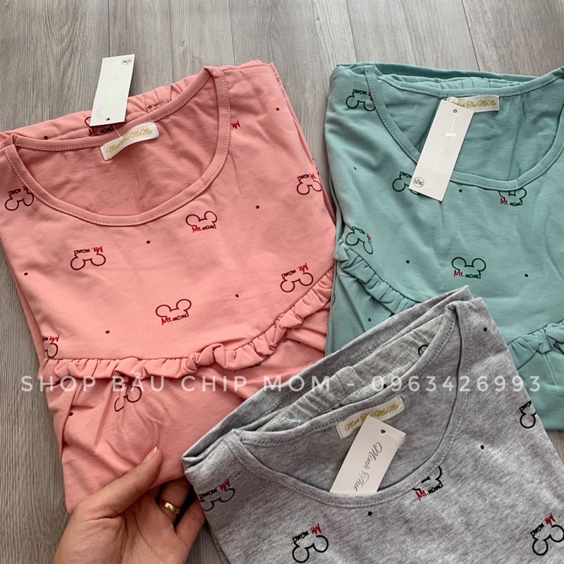 Bộ Cotton Bầu Sau Sinh Hàng Đẹp Cao Cấp B32- Có Chun Điều Chỉnh Và Chỗ Cho Bé Tuti Tiện Lợi - BD12