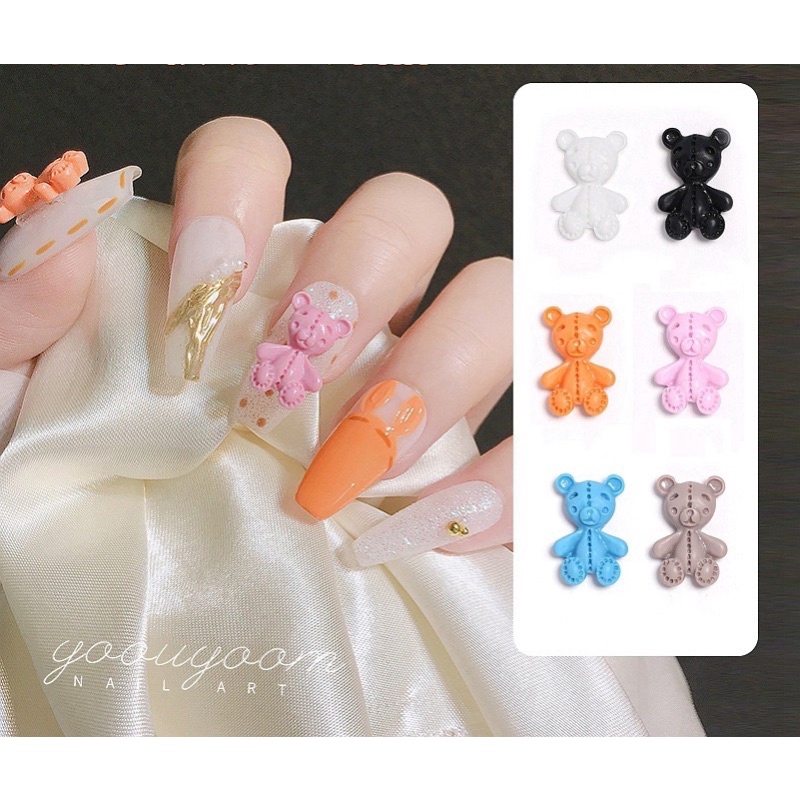 Set 24v charm gấu teddy mix màu hot hit giá rẻ ,trang trí nail / móng tay