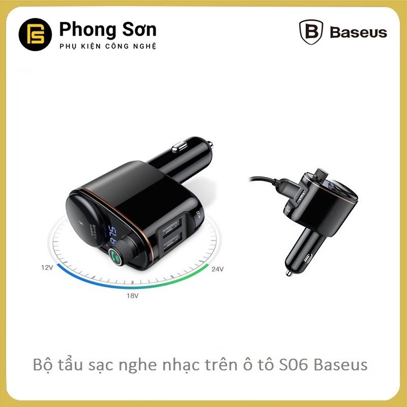 Bộ tẩu sạc nghe nhạc trên xe hơi Baseus S06 Locomotive Bluetooth MP3 Vehicle Charger