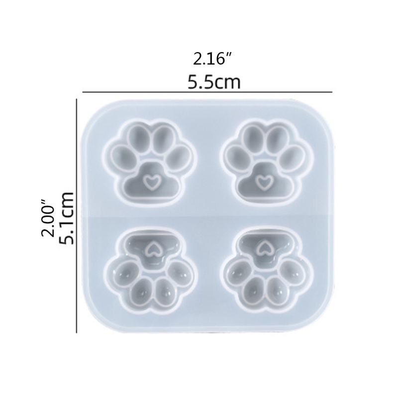 Khuôn silicone tạo hình dấu chân mèo làm móc khóa