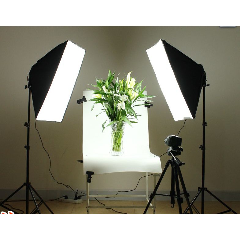 Bộ kit chụp đèn studio kèm softbox 50cm * 70cm có chân đèn, hỗ trợ hắt sáng chụp ảnh sản phẩm live stream