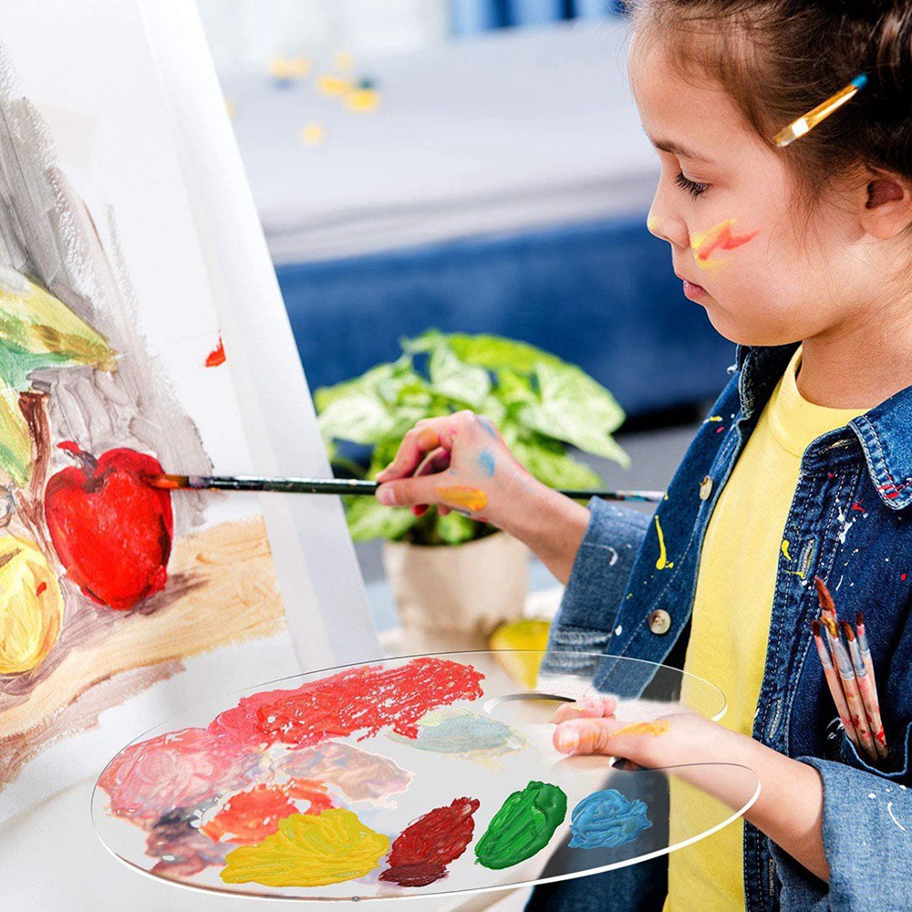 Khay pha màu nước hình oval bằng acrylic trong suốt chuyên dụng dành cho họa sĩ