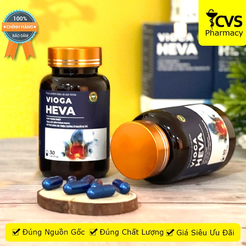 Vioga Heva - Hộp 30 viên uống Hỗ trợ bền thành mạch, giảm táo bón, dành cho người bị trĩ - cvspharmacy