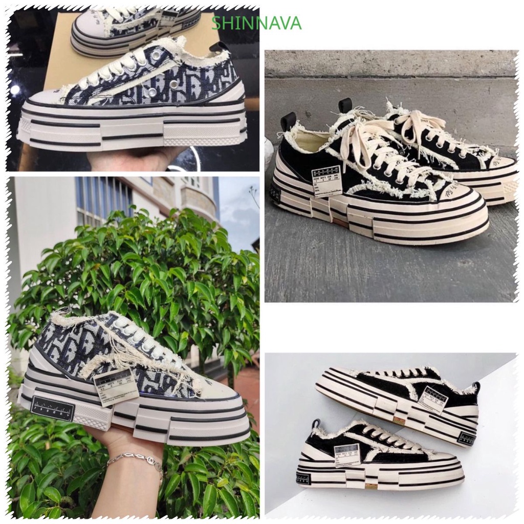 Giày Xvessel phun box bill bản trung rách đen rách dior Giày Sneaker Xvessel đế gỗ đủ size nam nữ