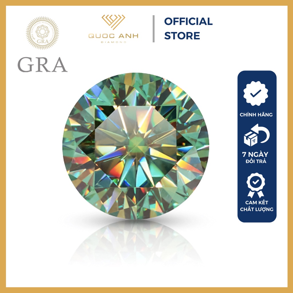 Kim cương nhân tạo Mỹ Xanh lá Moissanite nước D độ sạch FL, thử bút lên vạch đỏ