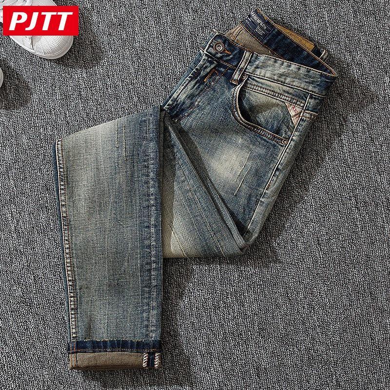 Quần Jeans Dài Phong Cách Âu Mỹ Retro Thời Trang Thu Đông Cho Nam 2021