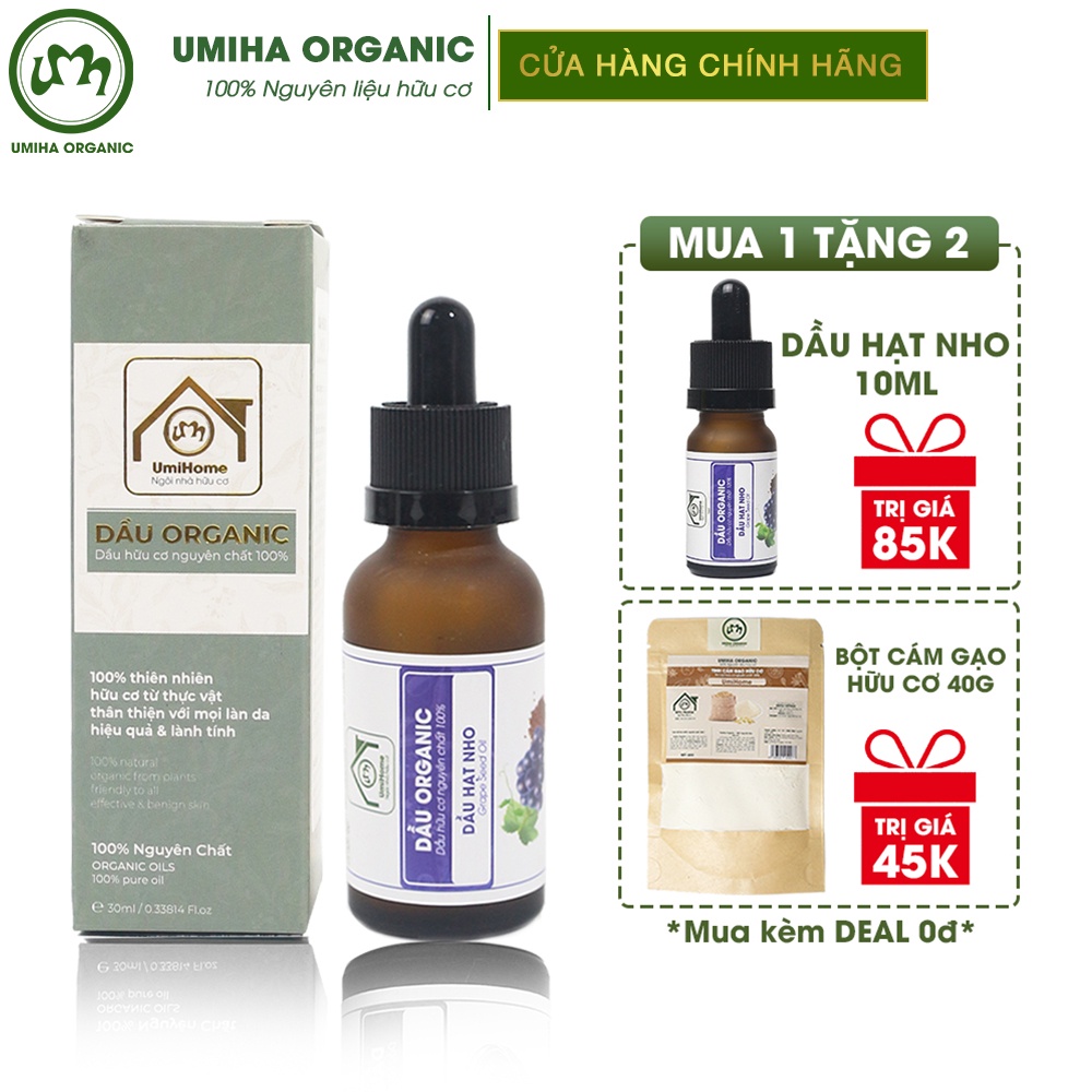 Dầu Hạt Nho hữu cơ UMIHA nguyên chất | Pure Grape Seed Oil 100% Organic 10ml