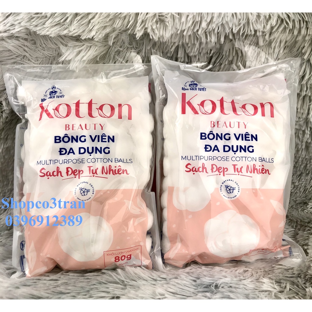 BÔNG VIÊN TIỆN DỤNG COTTON 80G/ GÓI KOTTON BEAUTY - BÔNG GÒN DẠNG VIÊN TIỆN DỤNG GÓI 80g CHÍNH HÃNG BÔNG BẠCH TUYẾT