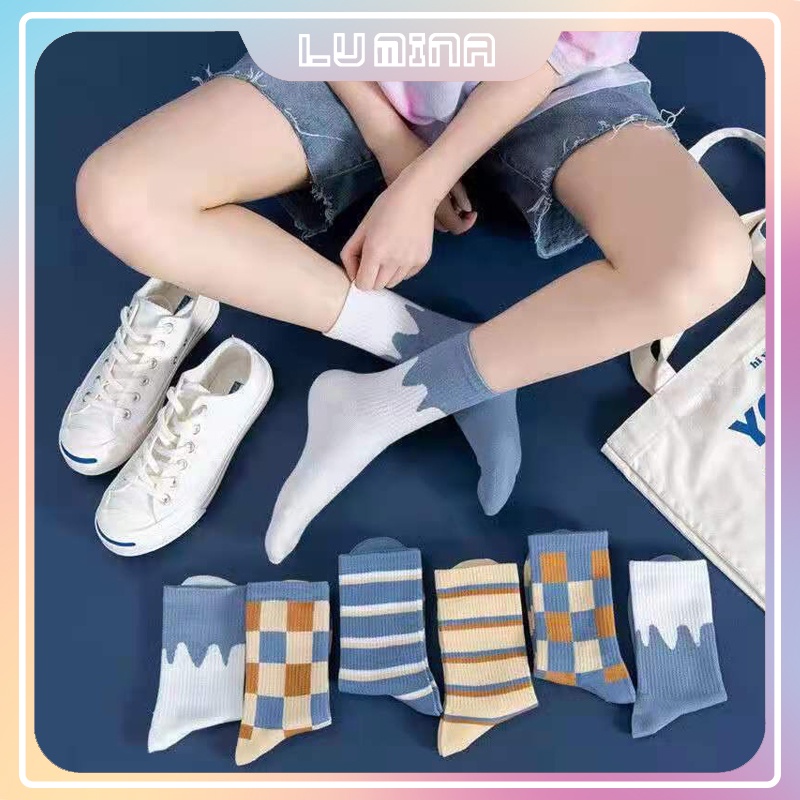 Tất cổ cao nam nữ vớ ống dài phong cách valentin ngọt ngào kiểu vintage Hàn Quốc phù hợp với nhiều lứa tuổi LUMINA TD024