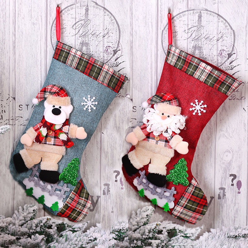 Vớ Treo Trang Trí Giáng Sinh Hình Ông Già Noel Tuần Lộc Người Tuyết