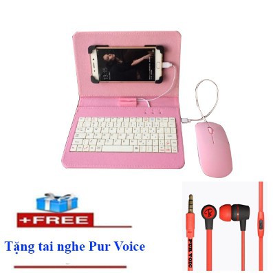 Combo bao da bàn phím kèm chuột + tai nghe đàm thoại Pur Voice-giá siêu rẻ