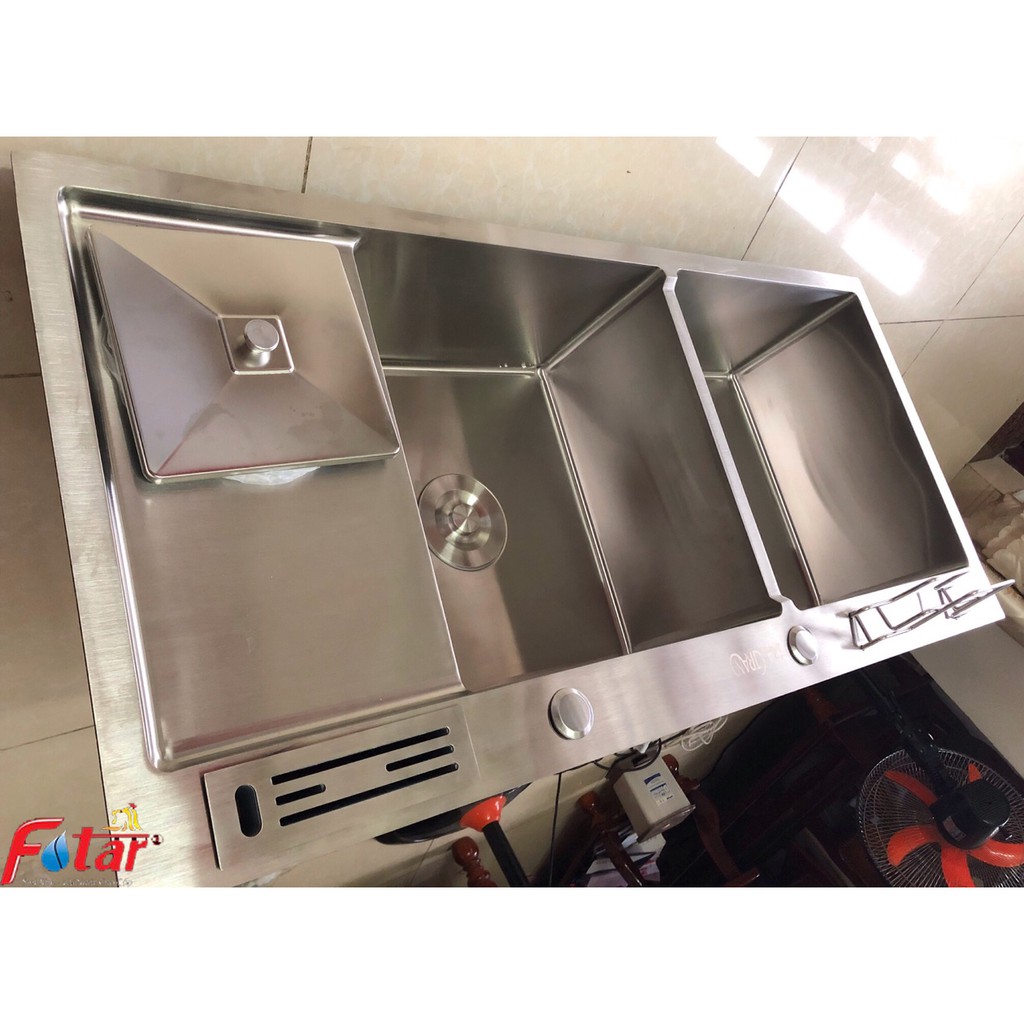 Combo Chậu Rửa Chén Bát INOX SUS 304 N3 10048 NA.GRAND và Xả và Rổ Đa Năng và Vòi chén nóng lạnh và Bình nước rửa chén