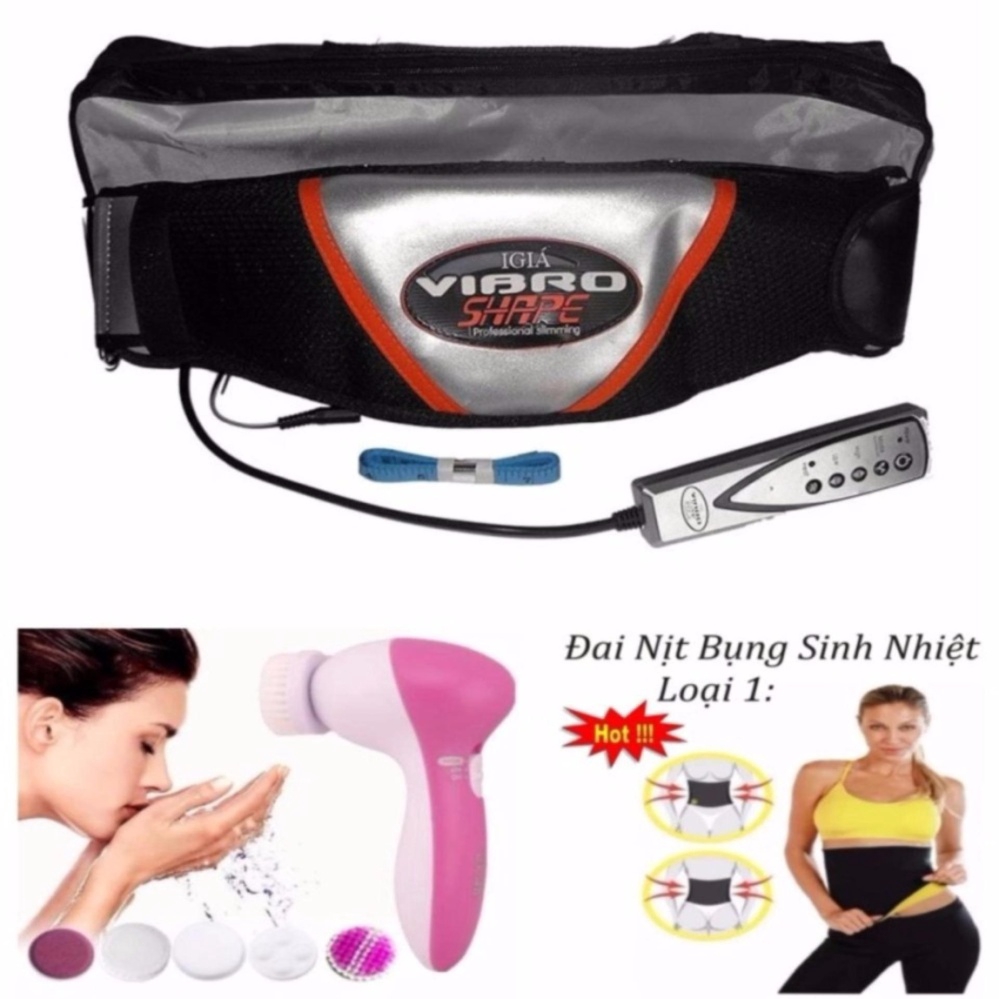 Đai massage nóng Shape (Đen) tặng kèm máy xa mặt +gen nịt bụng m mỡ eo thon