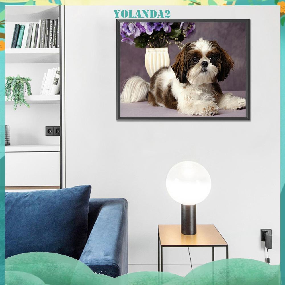 Tranh Đính Đá Kim Cương Toàn Bộ 5D DIY Hình Vẽ Chó Con