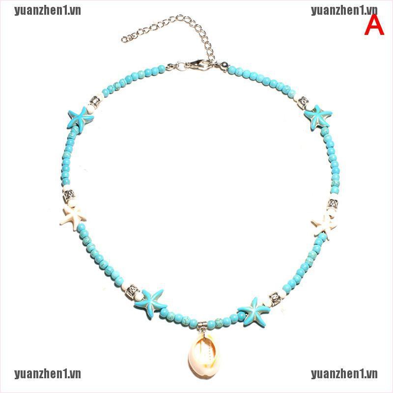 [YUANZHEN1] Vòng Cổ Hạt Ngọc Lam Phong Cách Bohemia Vỏ Sò