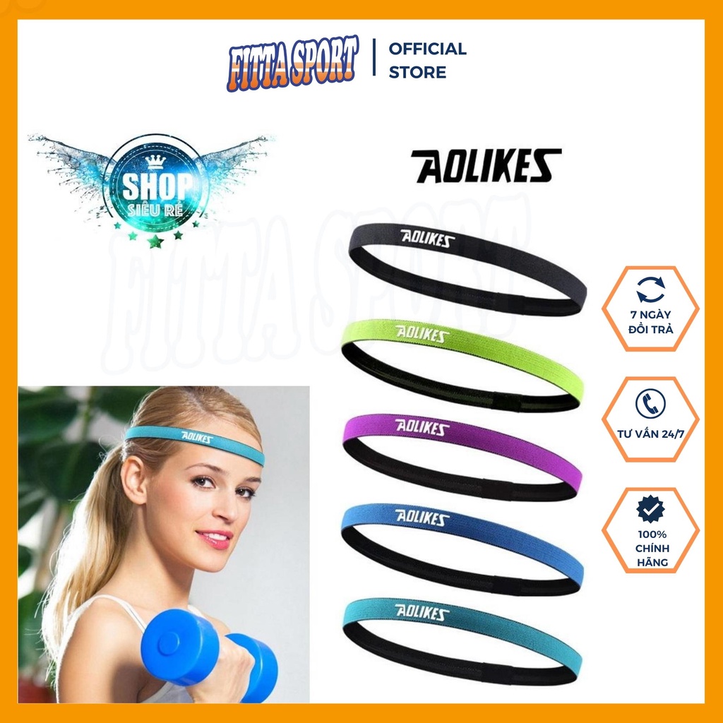 Băng đô thể thao Headband Aolikes Chính Hãng chặn mồ hôi trán sành điều, co dãn chống trượt TT17