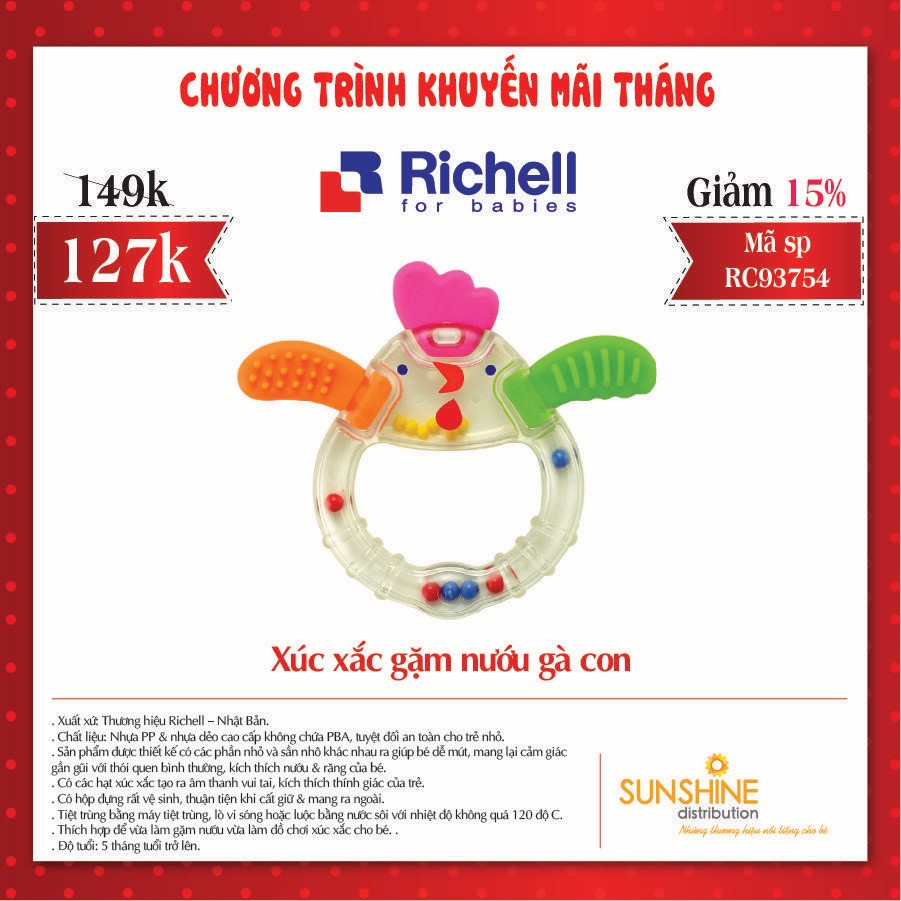 Gặm Nướu Xúc Xắc Gà Con Richell RC93754