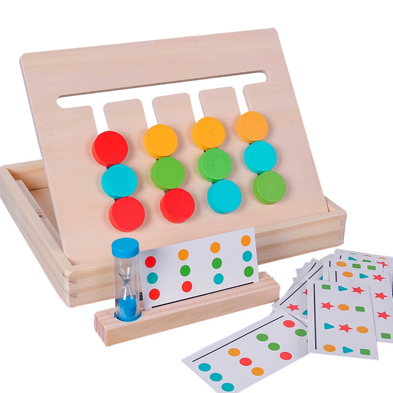 Đồ chơi thông minh cho bé, tư duy logic toán học montessori 4 màu kèm đồng hồ cát