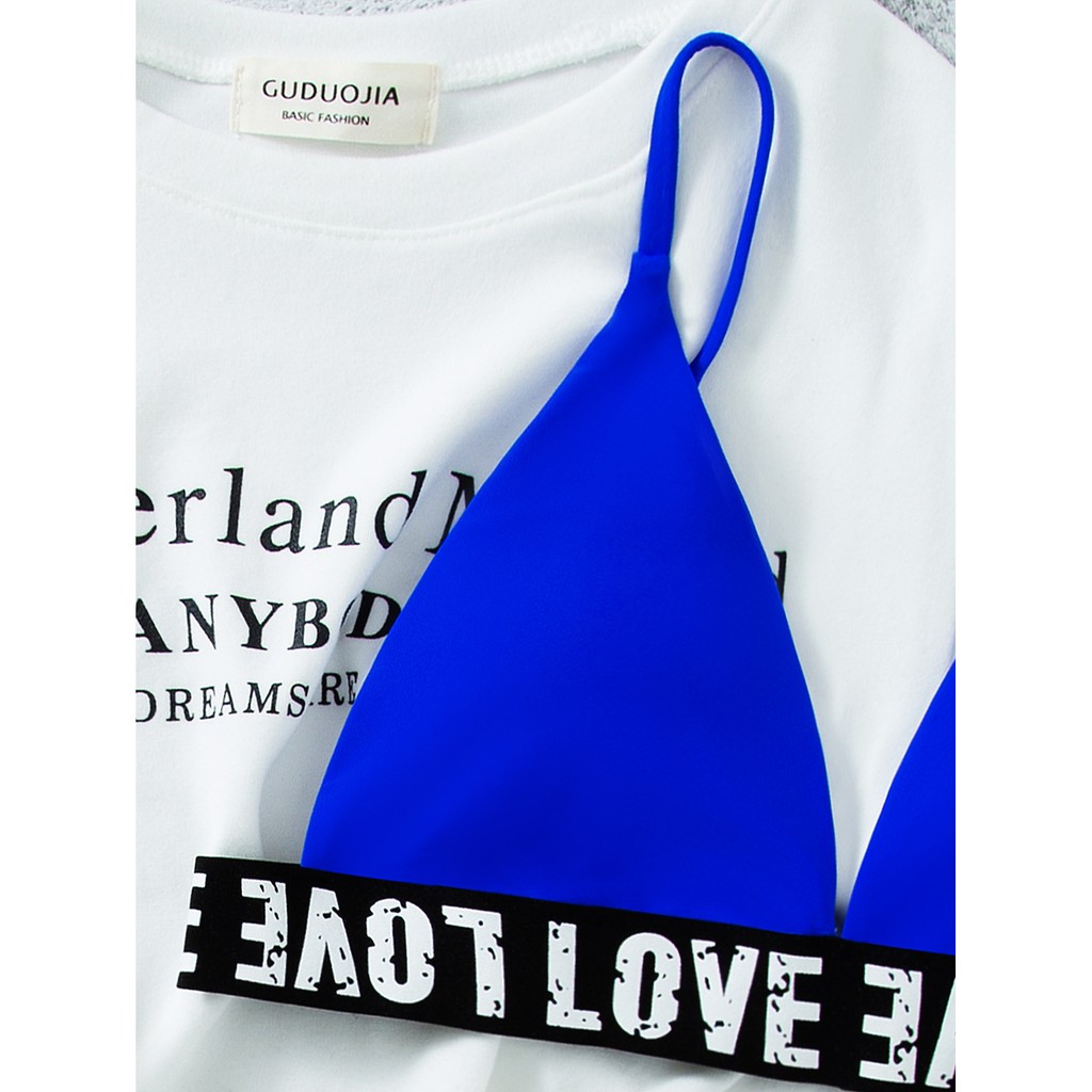 [BKN1266] &lt;ÂU&gt; SET BIKINI XANH COBALT CẠP CHỮ LOVE (CẠP CAO)