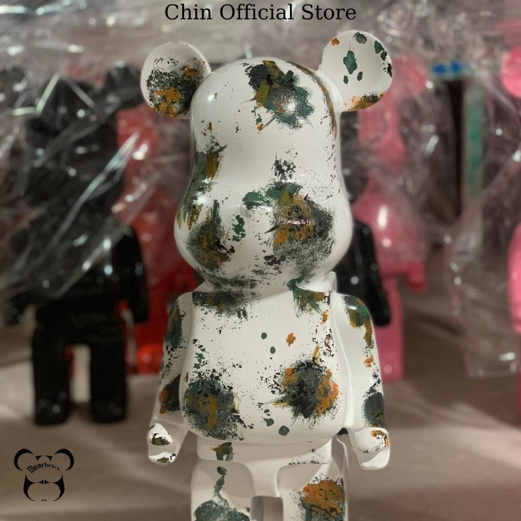 Bearbrick 400, gấu bearbrick 28cm cỡ bé, bản lá mùa thu màu hồng và xanh - Chin Official Store