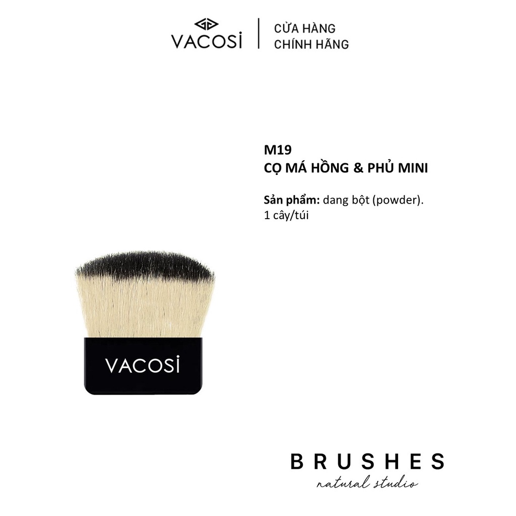 Cọ Mini Tán Phấn Má Hồng và Phấn Phủ Chuyên Dụng Cho MakeUp Artist Vacosi Blush Powder Mini M19