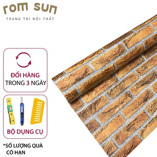 Giấy dán tường giả gạch khổ 60cm 1m2 3D dán phòng ngủ - Decal miếng dán trang trí tường hàn quốc giả gạch