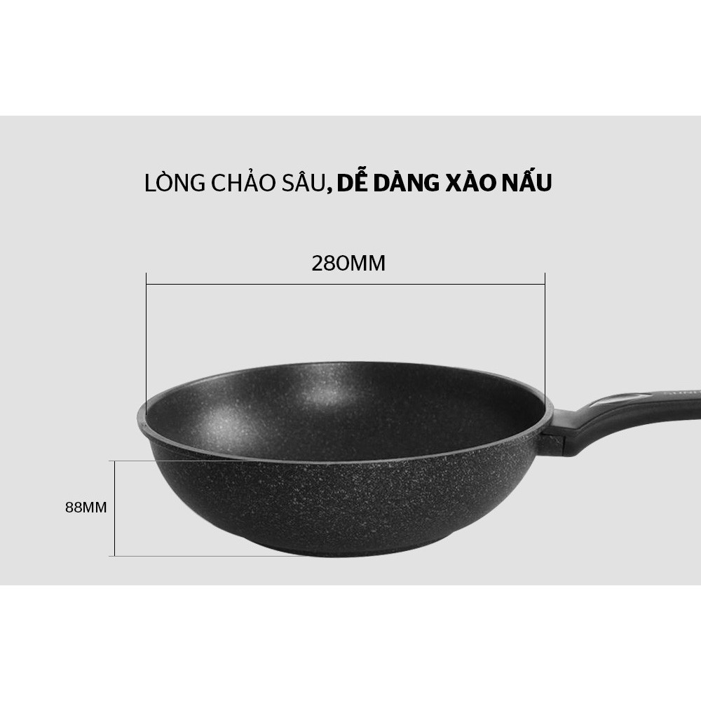 Chảo sâu lòng chống dính đá hoa cương 26cm,28cm,30cm Sunhouse SBDS26,SBDS28,SBDS30