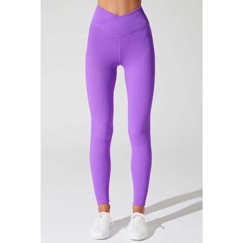 OLABEN Quần legging lưng V Bondi Ribbed Legging Deep Lilac