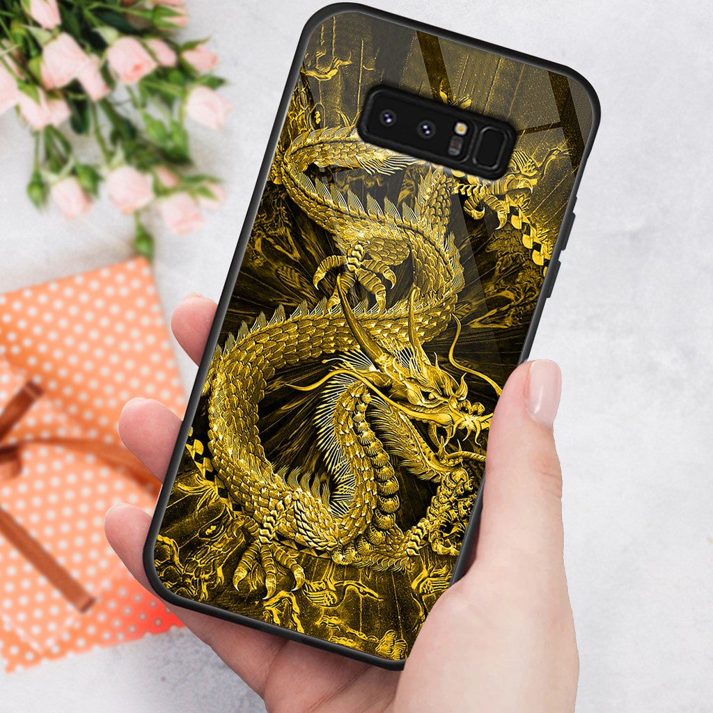 Ốp lưng kính CƯỜNG LỰC Samsung note8 . s9 plus (s9+) in hình rồng sói