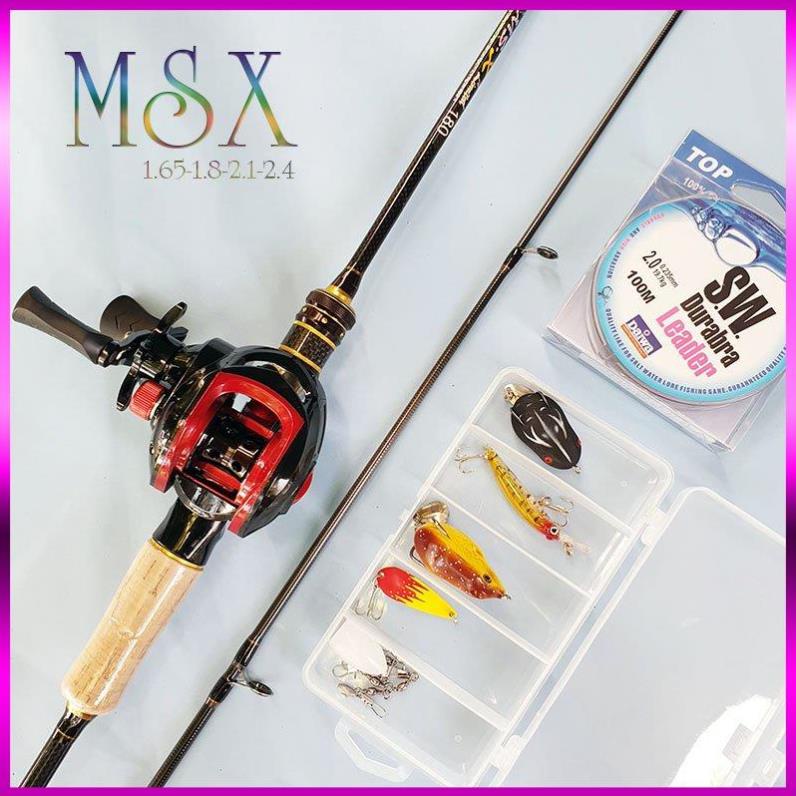 🐬 Bộ cần câu lure máy ngang cao cấp MSX kèm quà tặng dây câu lure và hộp mồi BCM12-ngang 🐬