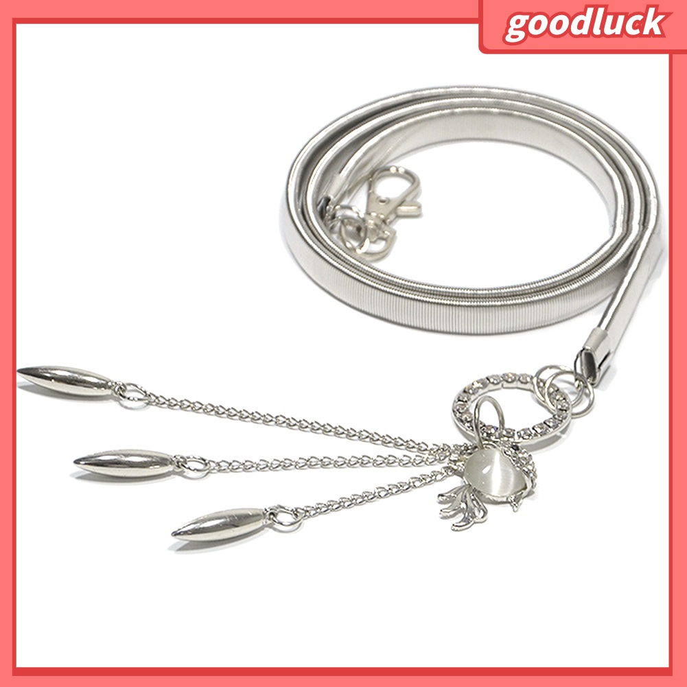 Thắt lưng nữ vàng kim giả da đính đá pha lê thời trang