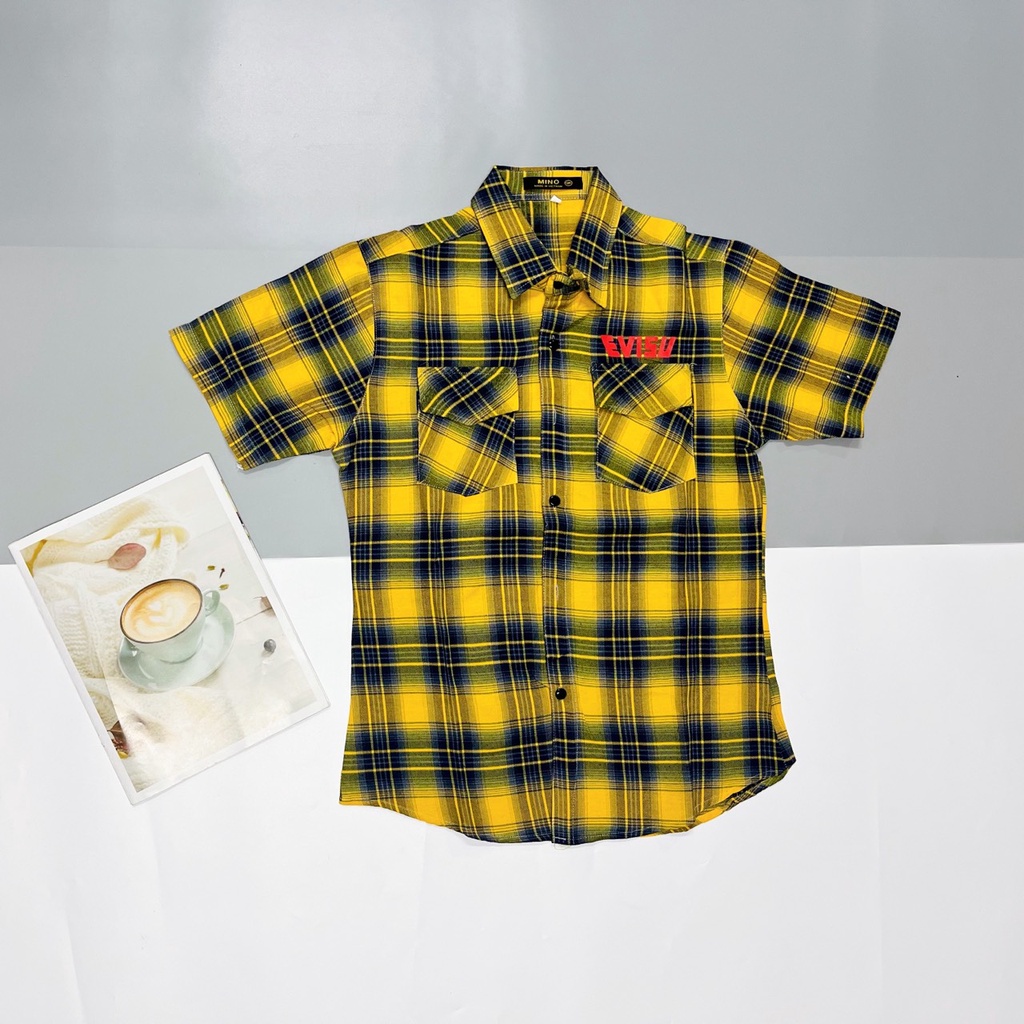 Áo Sơ Mi Nam Tay Ngắn Caro Nỉ Envisu Không Nóng Thấm Hút Mồ Hôi HÌNH THẬT, CÓ VIDEO