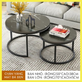 Bàn Trà Đôi Cao Cấp, Mặt Vân Đá Đẹp, Bàn Sofa