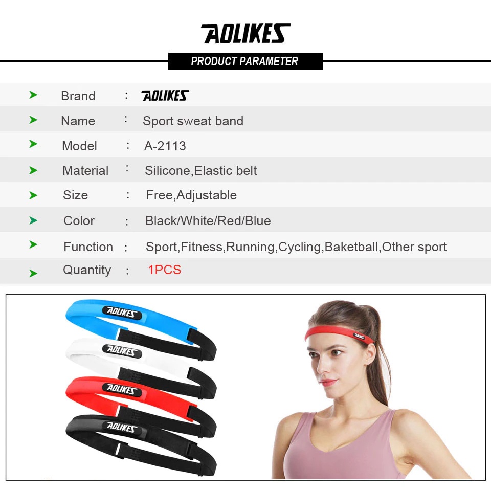 Băng đô thể thao silicone AOLIKES A-2113 chặn mồ hôi trán Sport sweat band