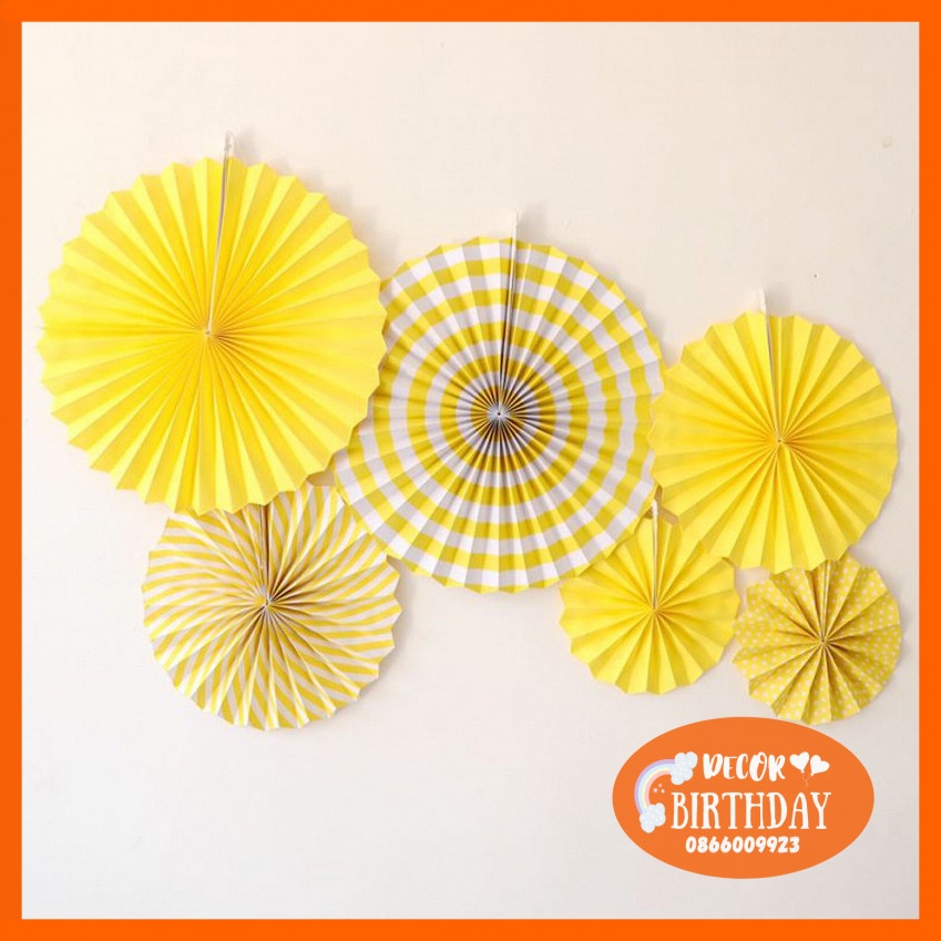 Bộ Quạt Giấy HOT SALE Trang Trí Sinh Nhật, Phòng Cưới, Tiệc Thôi Nôi, Hàng Đẹp Dày Dặn, Nhiều Mẫu
