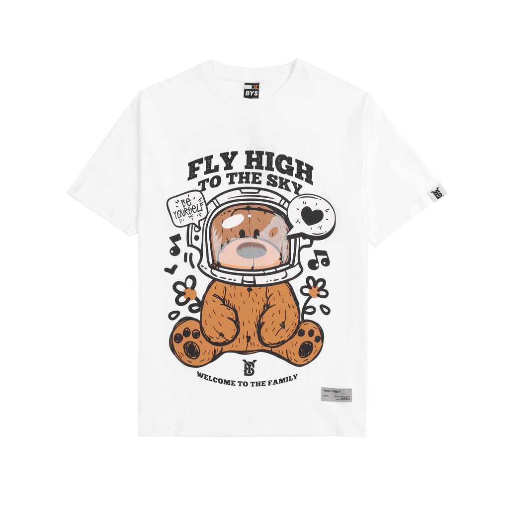 Áo Thun Trắng/Đen/Be Unisex - T-Shirt Ted Fly High - BYS Be YourSelf