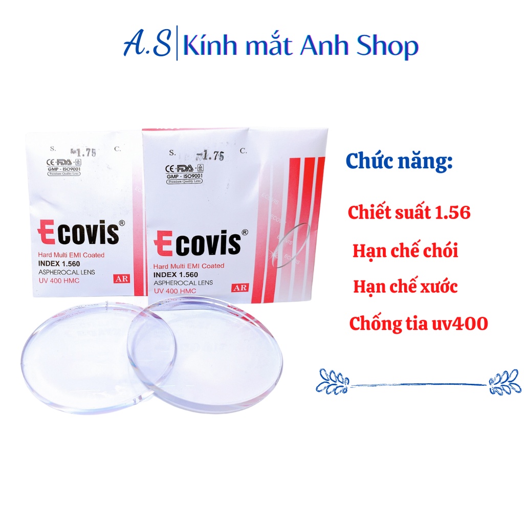 Tròng kính cận viễn loạn Ecovis tròng kính tráng cứng, chống tia uv, chống ánh sáng xanh bảo vệ mắt