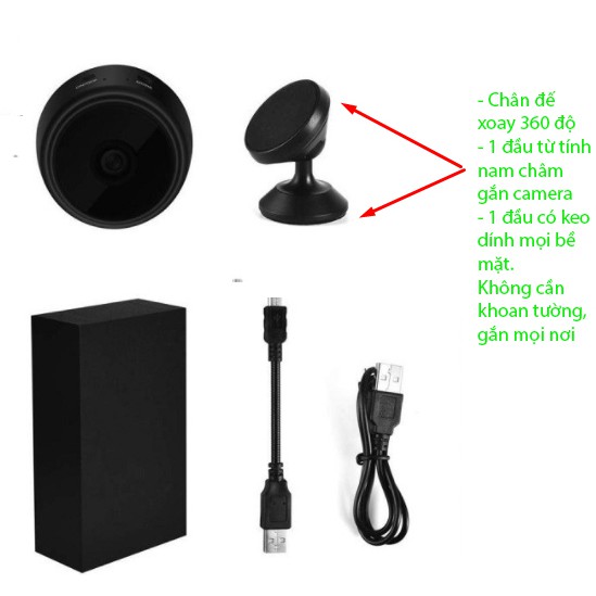 Camera A9 pro kết nối wifi không dây qua điện thoại, có pin sạc 1080P hỗ trợ thẻ nhớ, hỗ trợ ghi âm thanh | BigBuy360 - bigbuy360.vn